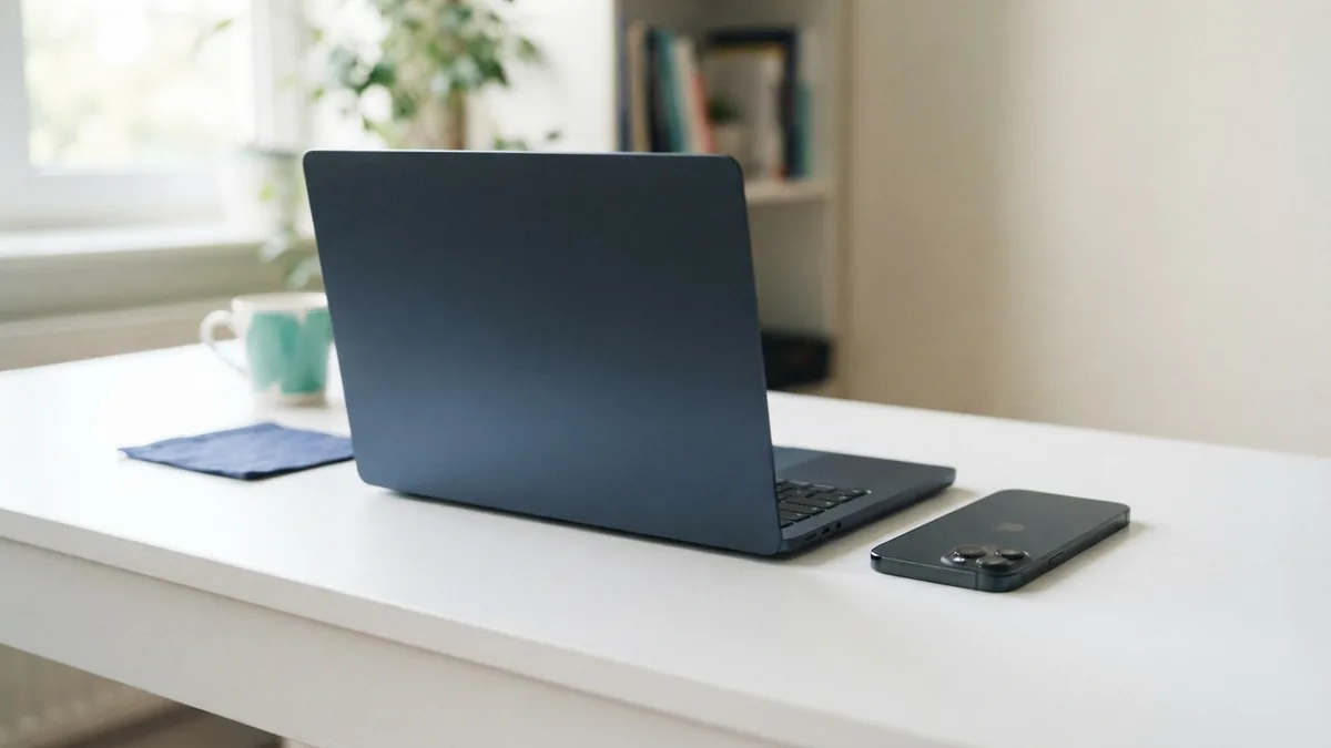 Protecting resident account access Personal devices arranged safely on a private desk in a resident's home