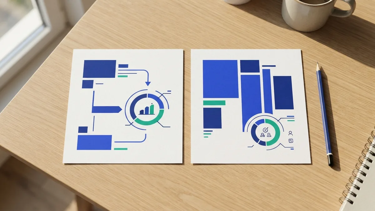 Two website page mockups compared during a conversion test