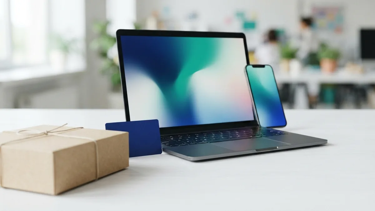 Improving the path from visit to purchase Laptop and parcel arranged for a better ecommerce user experience
