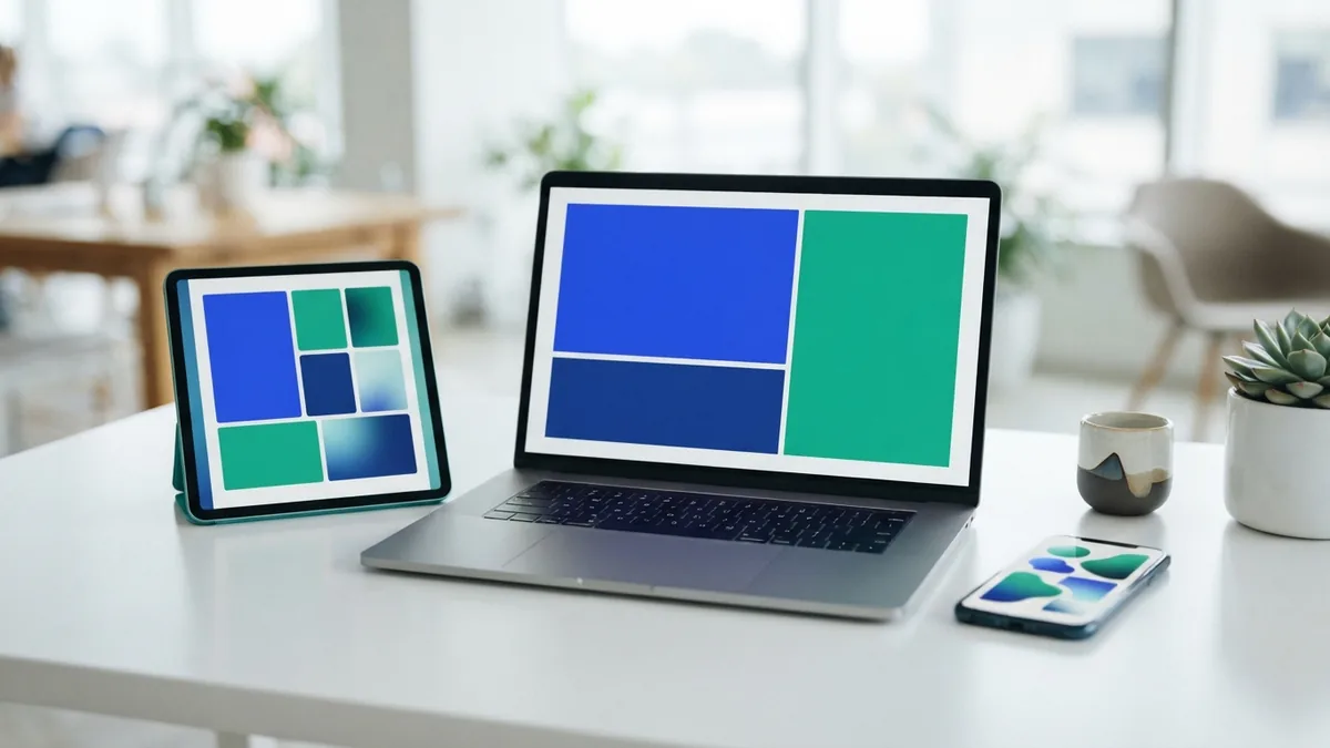 Laptop, tablet, and phone representing on-page and technical SEO across devices