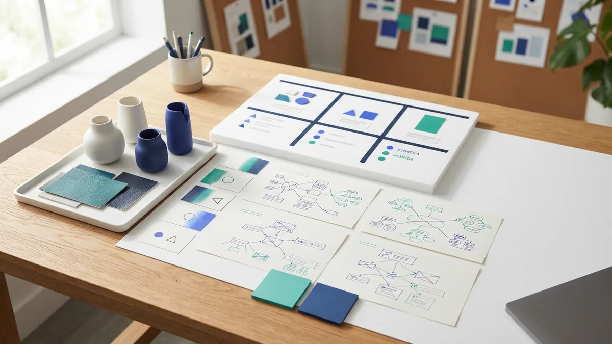 Market research workspace with product samples, price comparisons, and planning notes